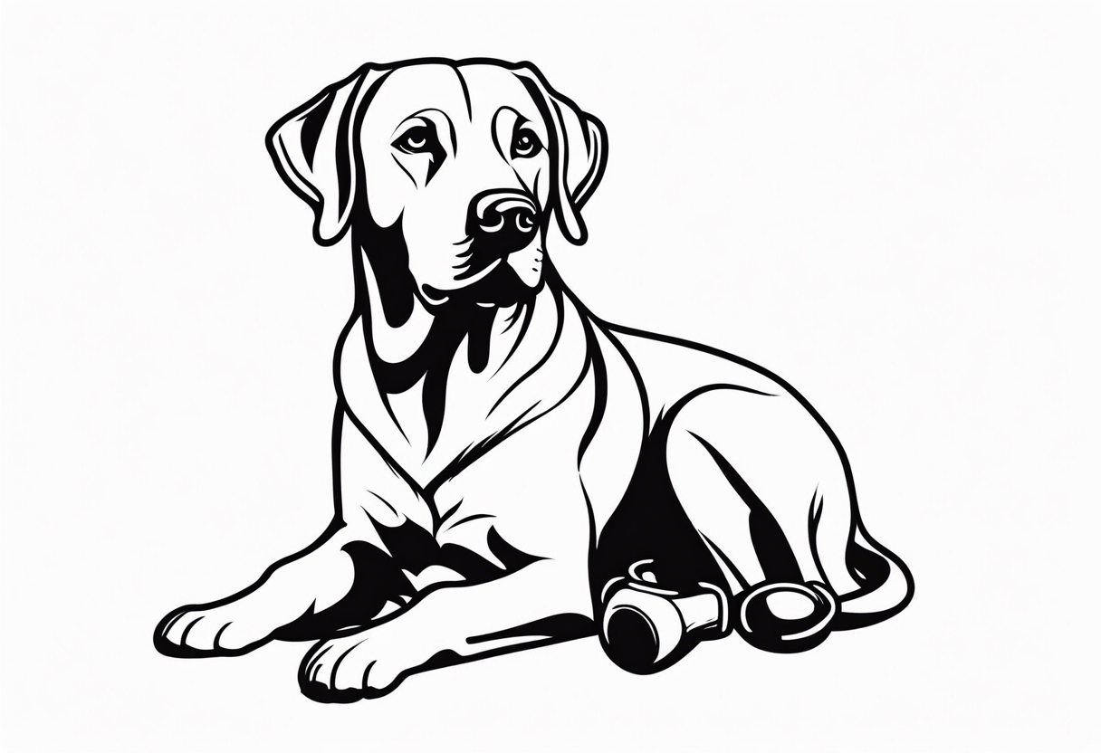 Dog Labrador with boxing gloves tattoo idea