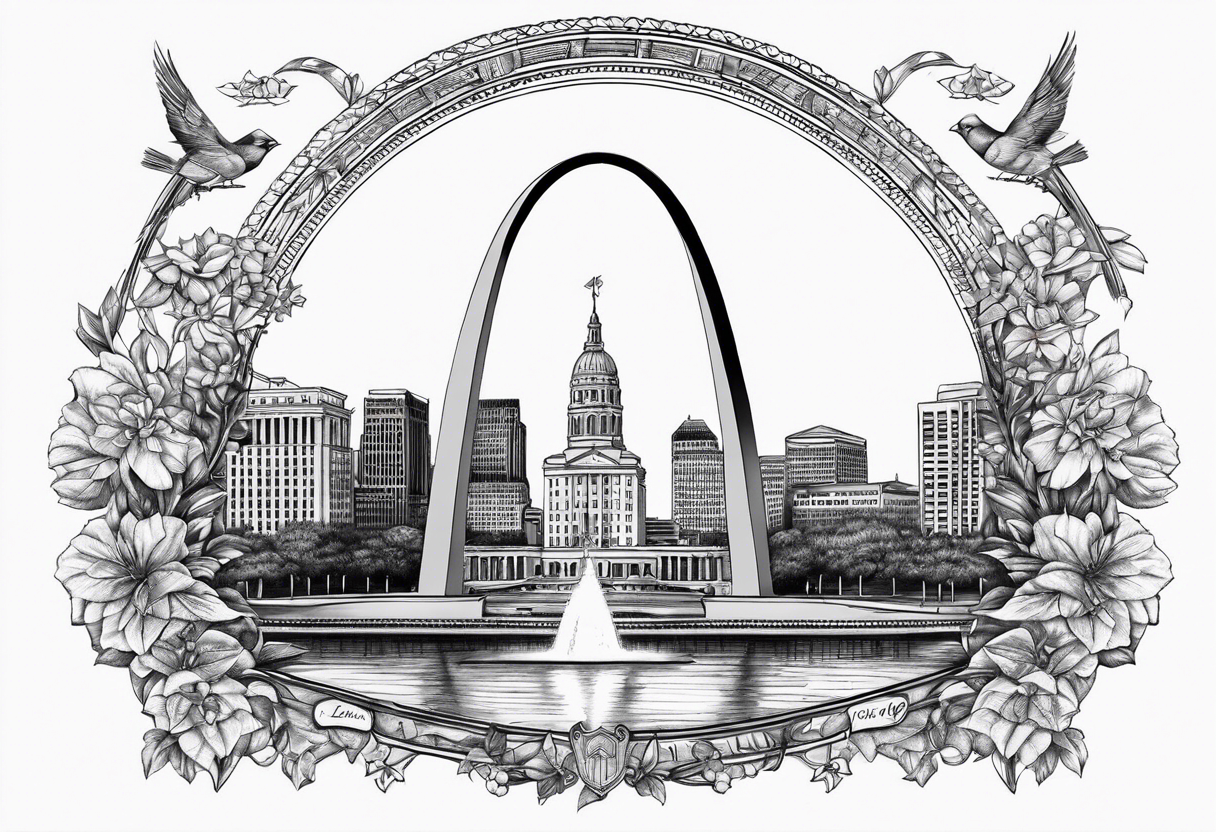 saint louis arch with cardinals tattoo idea