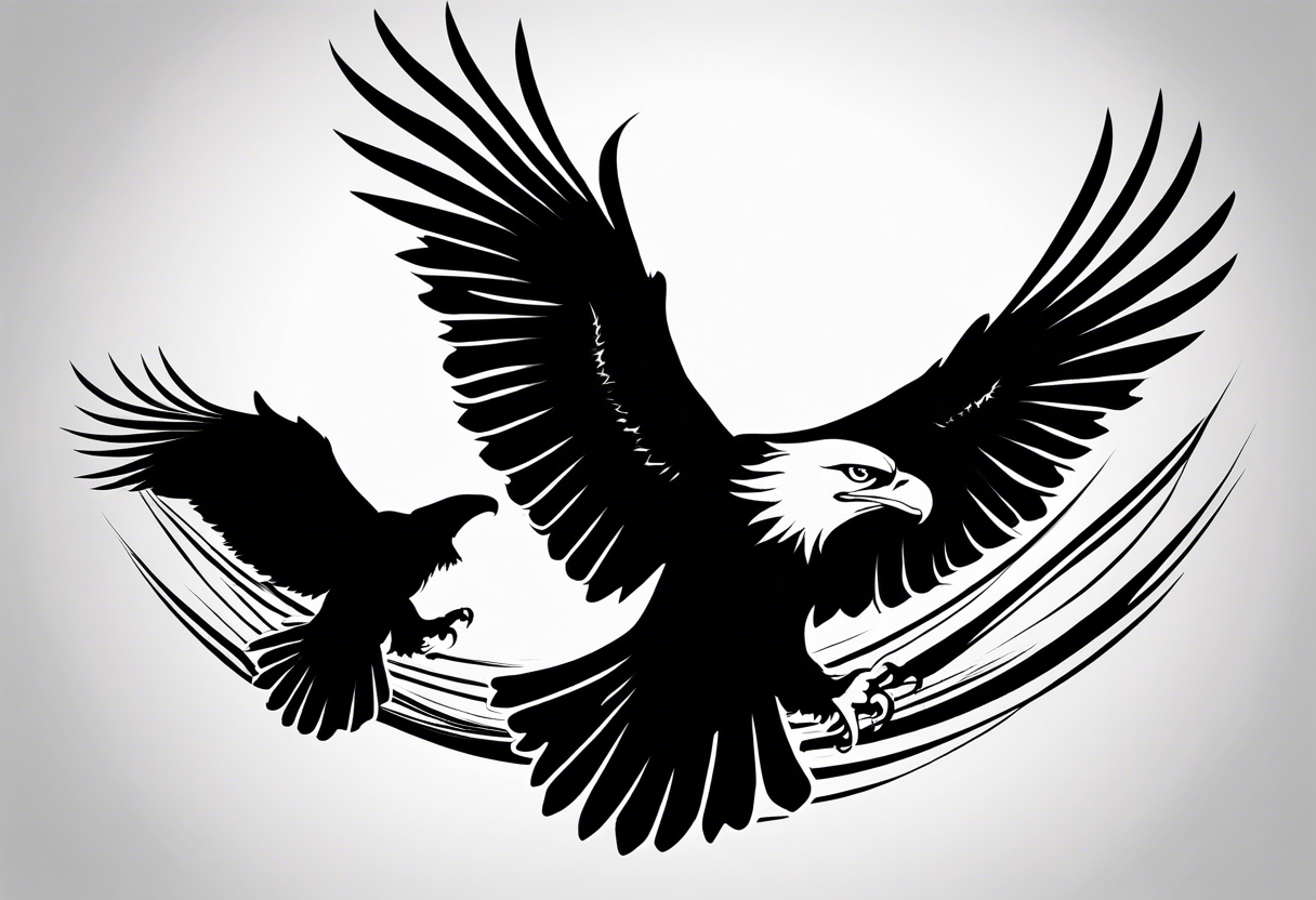 several eagles in flight silhouette symbolizing without other imagery, only the eagles tattoo idea