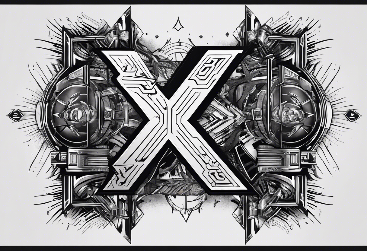 I need a tattoo design that prominently features the letters X and I while incorporating cyberpunk elements. The tattoo will be placed on the wrist. tattoo idea