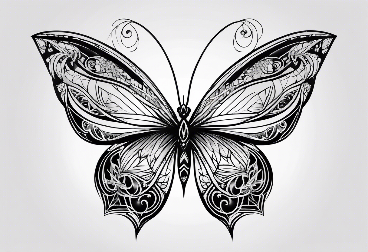 Minimalistic butterfly on the background of the mandala indra’s diamond network tattoo idea