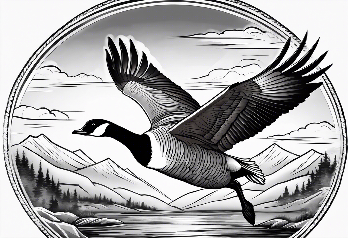 canadian goose taking off into the sky wind Background tattoo idea