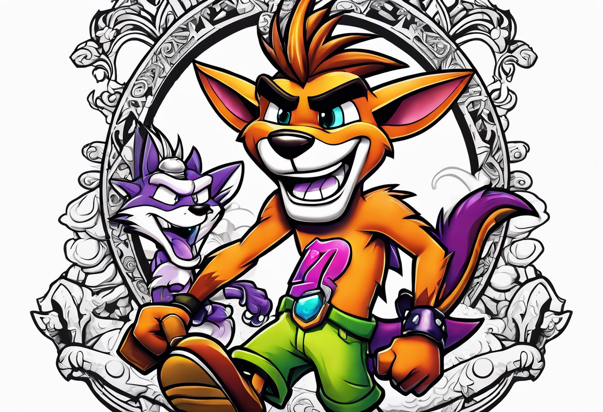 Crash bandicoot and Spyro the dragon hanging out tattoo idea