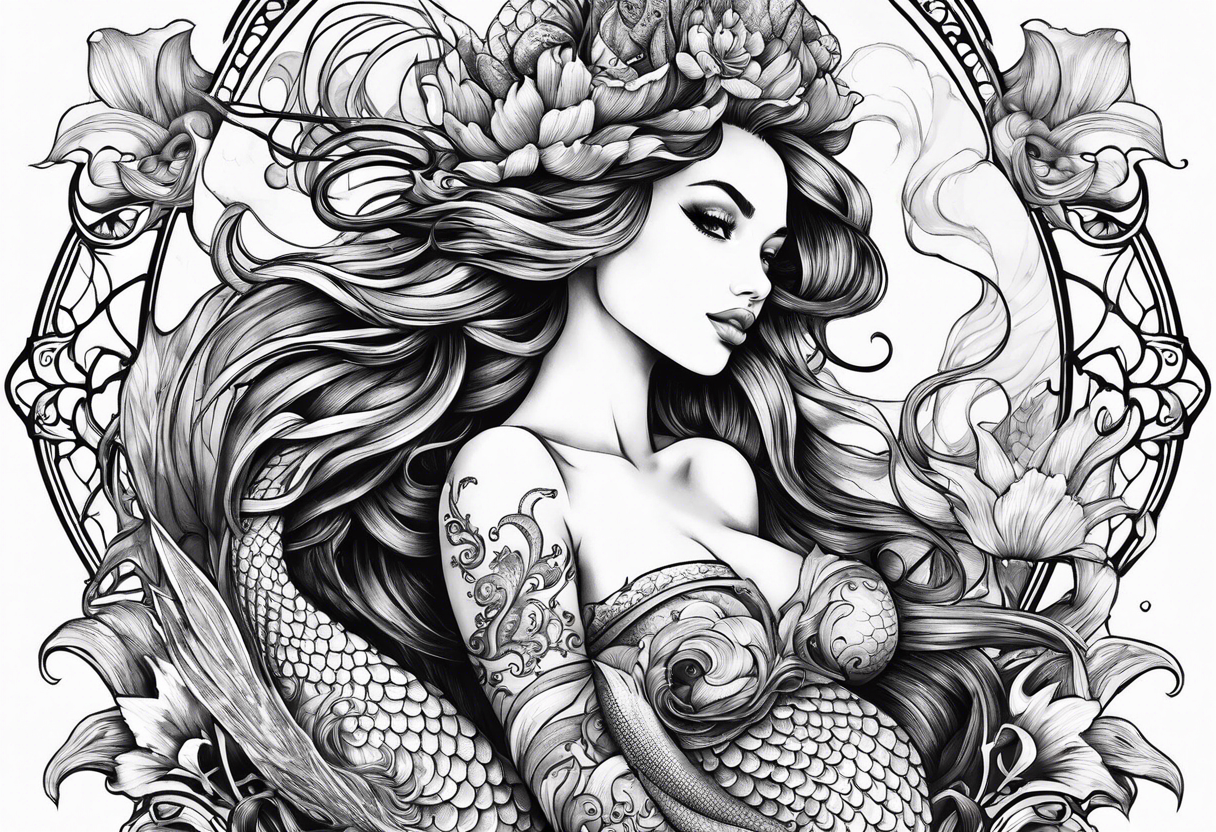 Mermaid with octopus tattoo idea