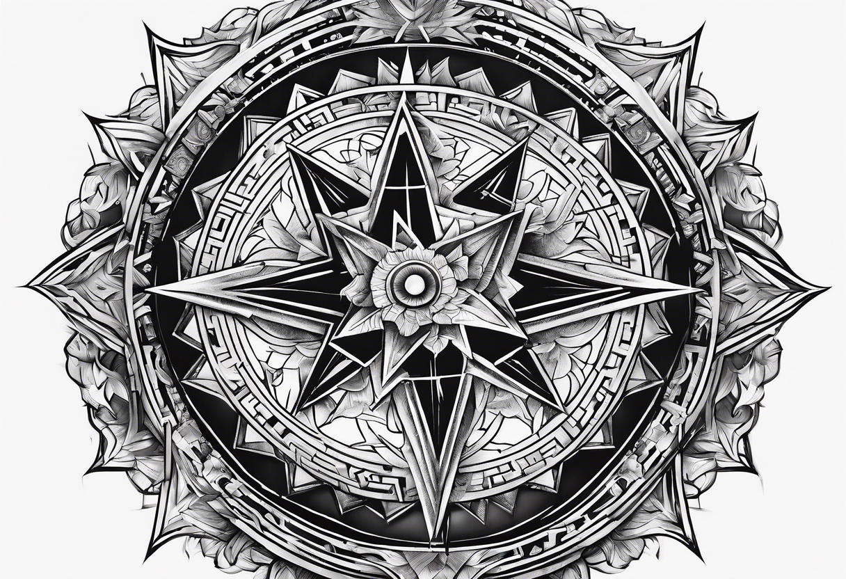 north star with a Maze of castle tattoo idea