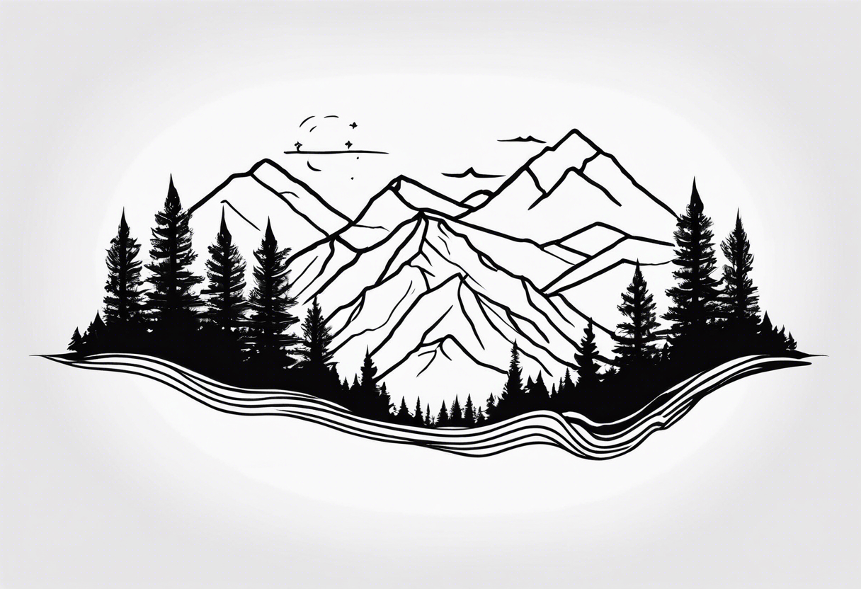 mountains trees family three tattoo idea