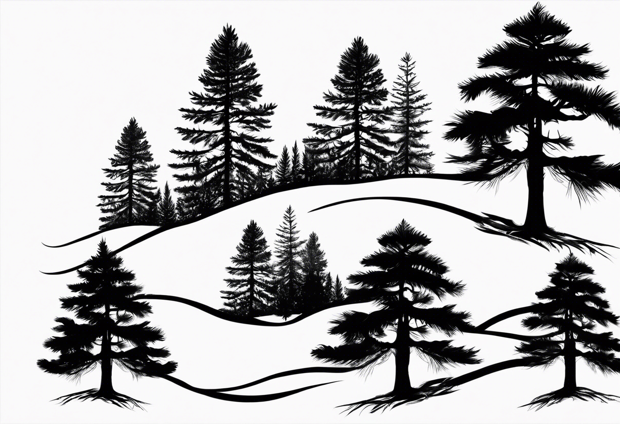 Two Pine tree silhouette tattoo idea