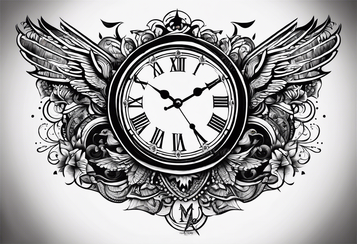 Clock tattoo saying Not All Those Who Wander Are Lost, describing past life events tattoo idea