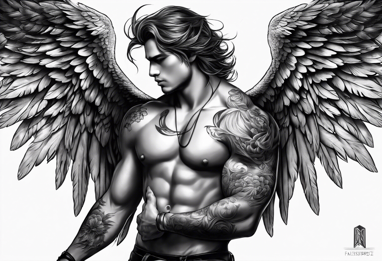 Fallen angel male tattoo idea