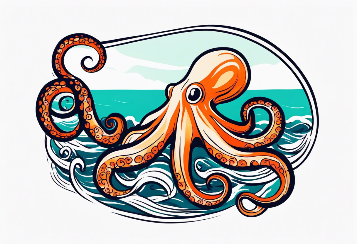 Octopus in sea view upper arm full sleeve tattoo idea