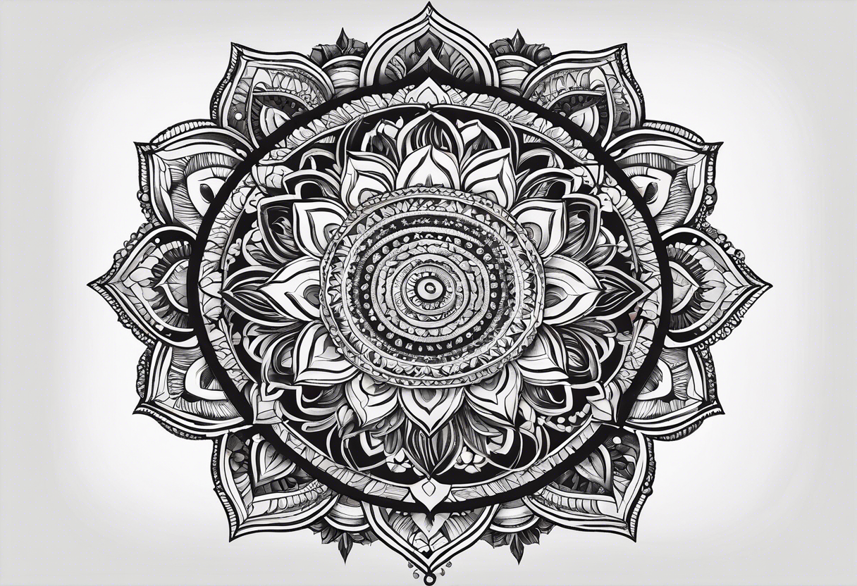 Ventre Traditional Geometric Black Mandala Temporary Tattoo – MyBodiArt