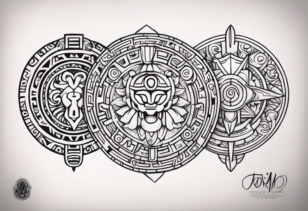 Mayan Zodiac symbols with POP on knee cap tattoo idea