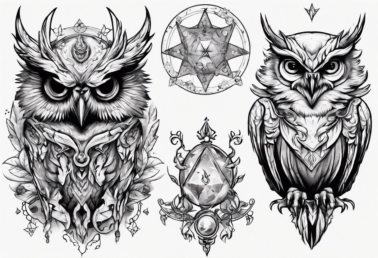 The Demon Owl Stolas, a Prince of Hell who is obsessed with gems, knowledge of astrology and poisonous plants. tattoo idea