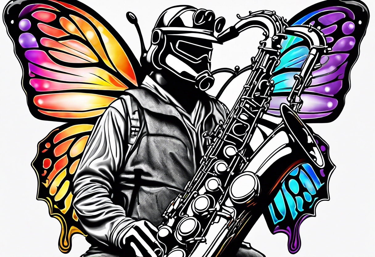 Saxophone, butterfly, rainbow, master chief tattoo idea