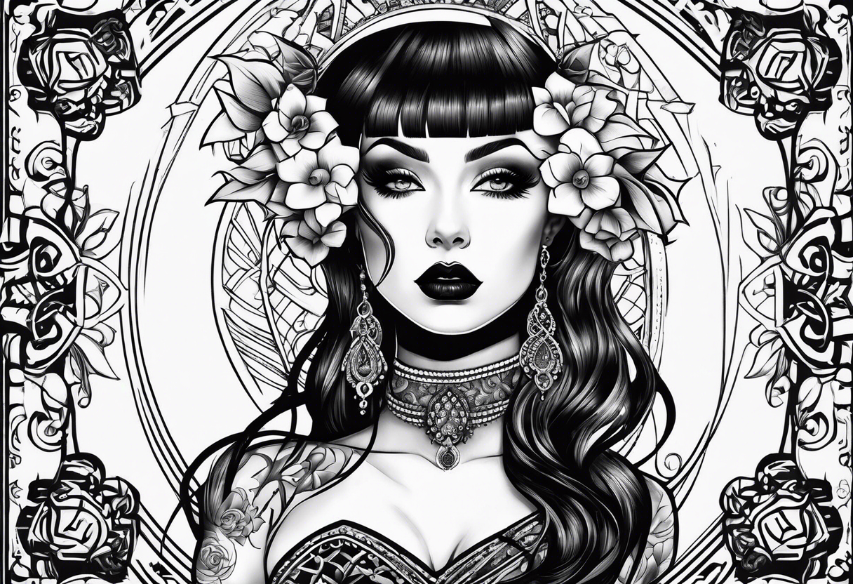 goth girl pinup tattoo idea