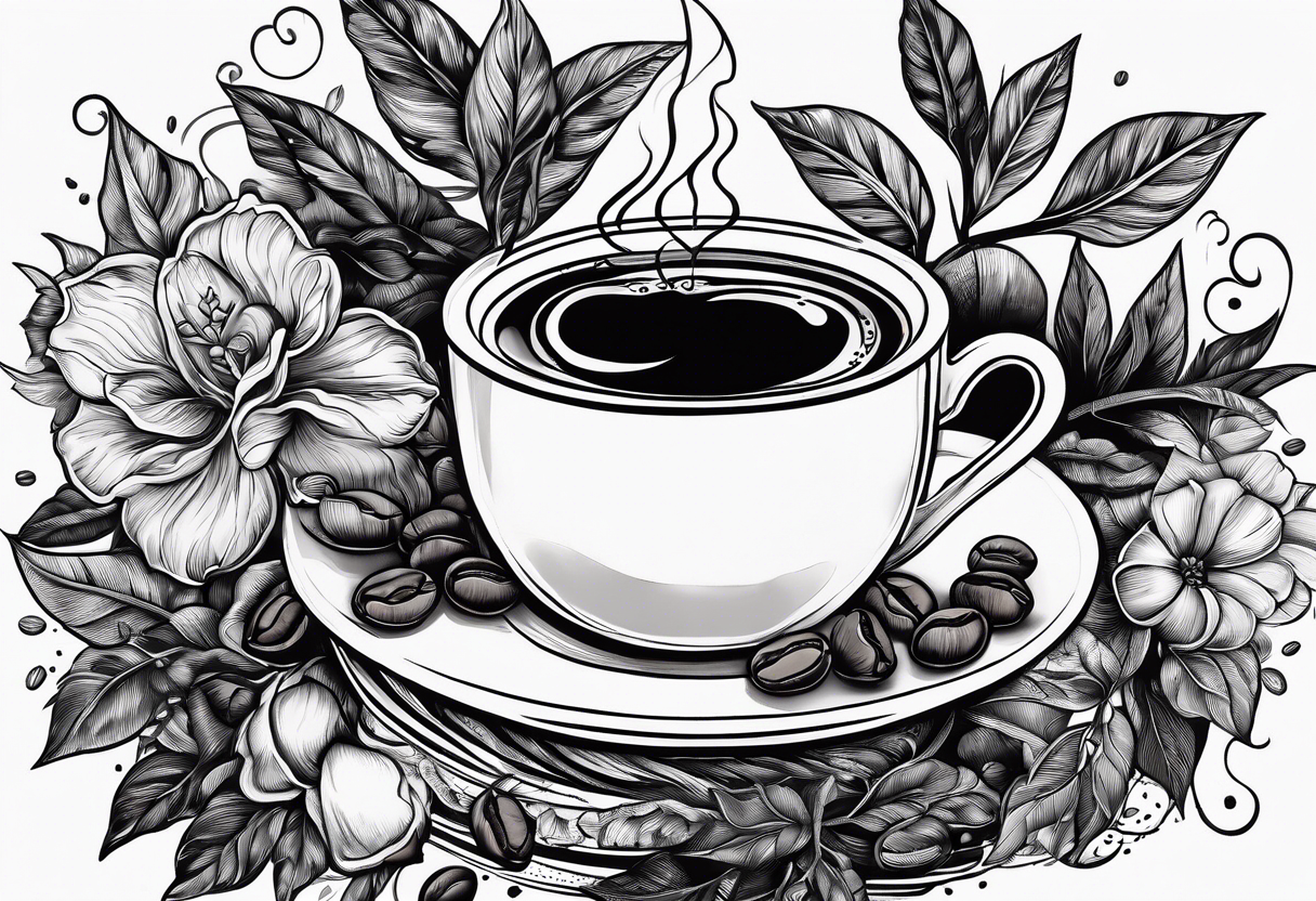 The story of coffee from plant to cup tattoo idea