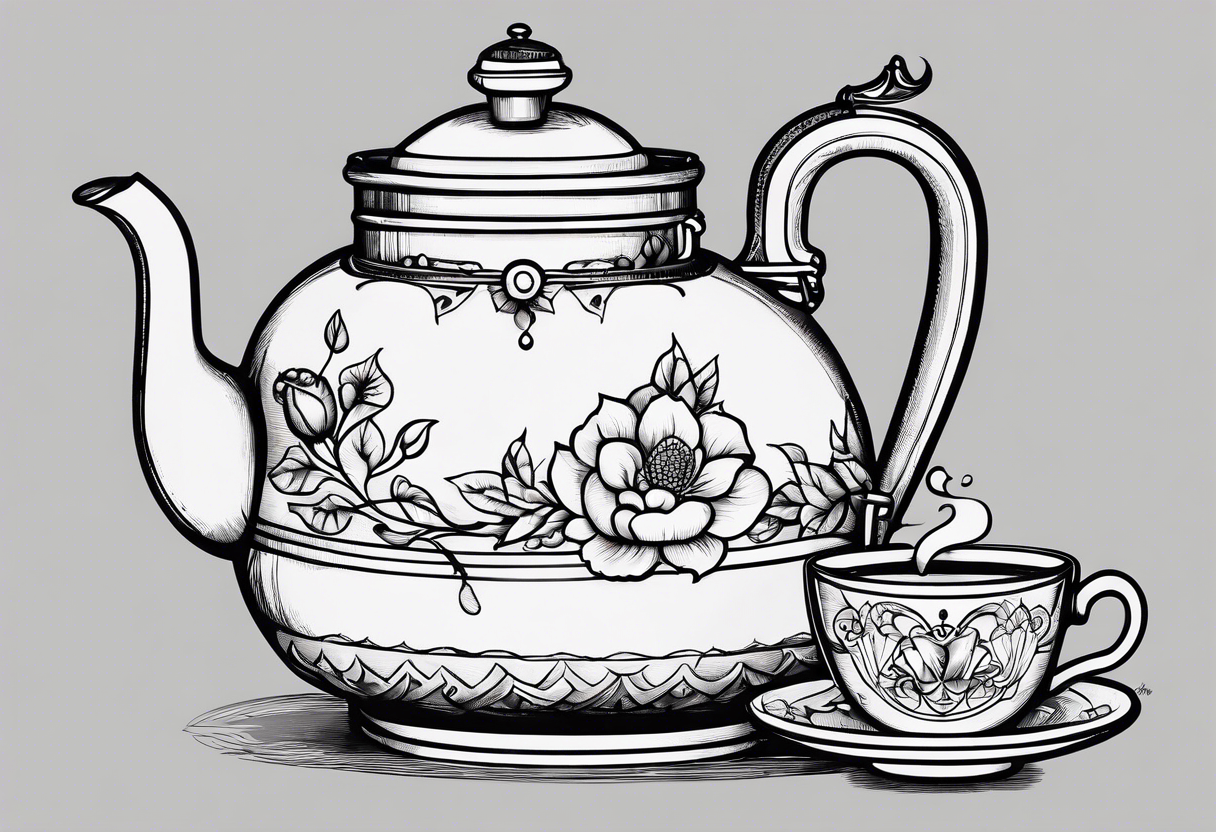 vintage tea kettle tattoo idea