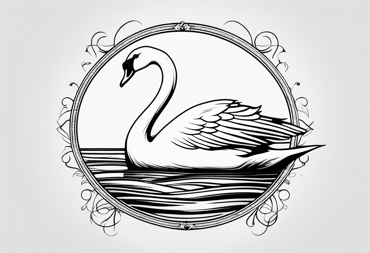 Swan of Dol Amroth, Minimalist Logo, Extreme Minimalism, Line Art, Golden Ratio, No Details, No Frame, No Shade, Solid Thin Black Lines Only tattoo idea