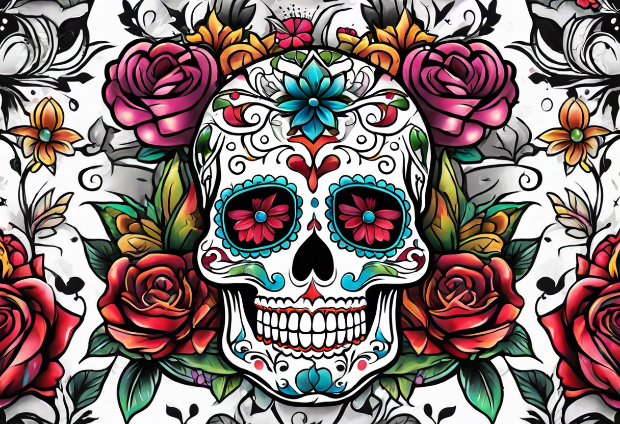 Sugar skull tattoo idea