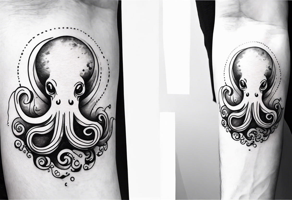 Octopus in sea view upper arm full sleeve tattoo idea