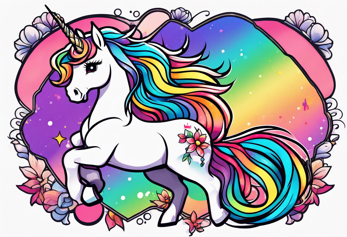 Rainbow unicorn anime kawaii cute tattoo idea