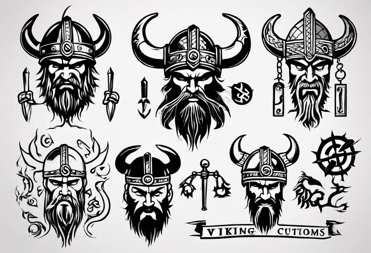 Banner saying “Viking Customs” tattoo idea