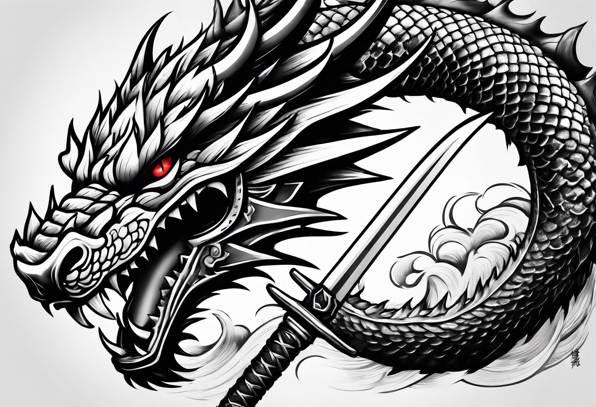 Katana and a dragon tattoo idea