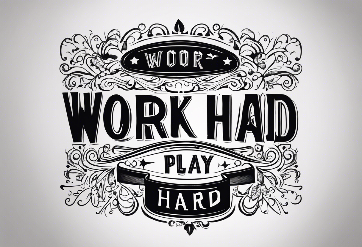 I want a painting style tattoo with the words "work hard" and "play hard". tattoo idea