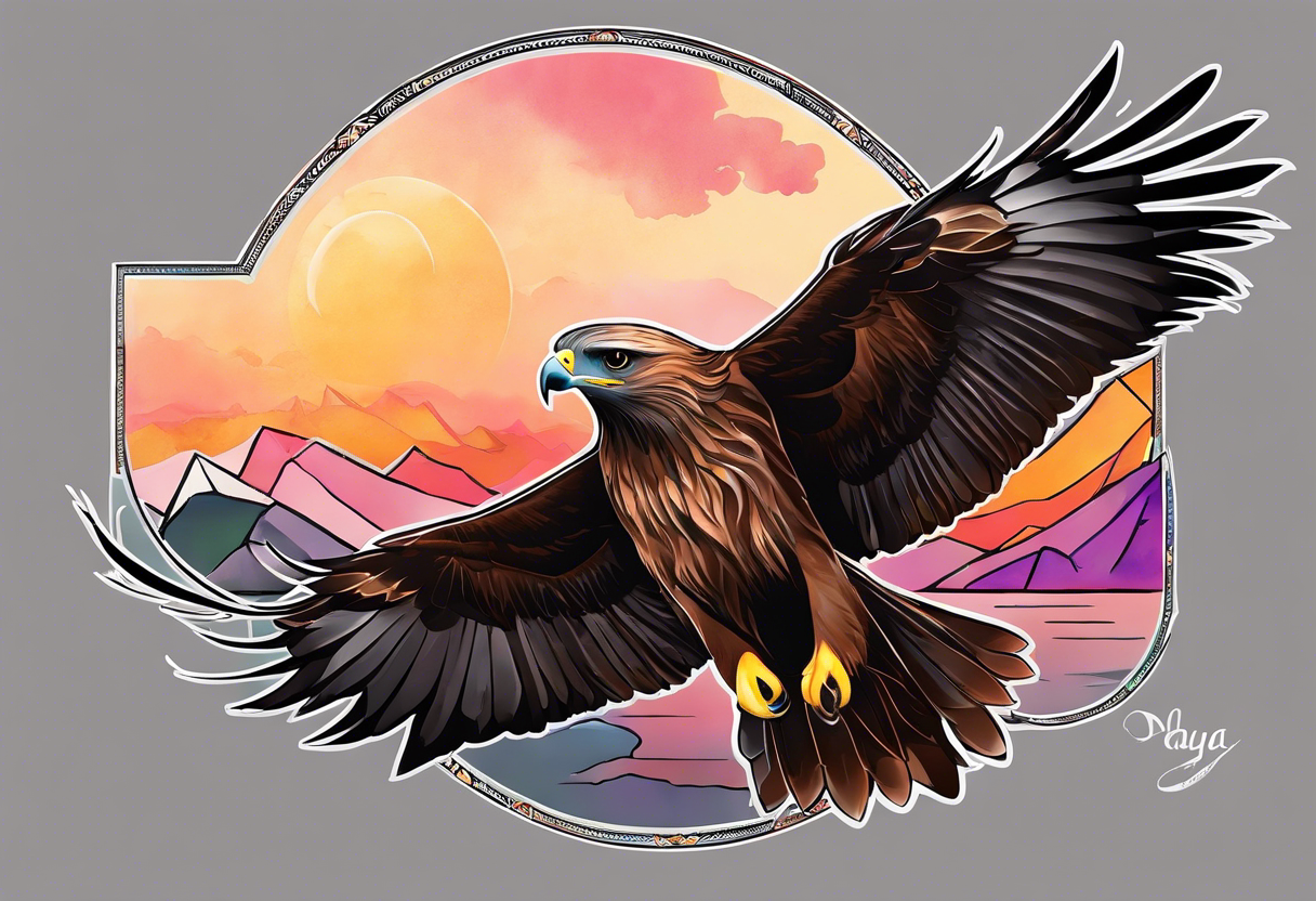 I want a tattoo for my daughter, her name is Daya which means black kite. I also love natur and I'm a climate change activist. Make the black kite soft, little more child like. For small tattoo tattoo idea