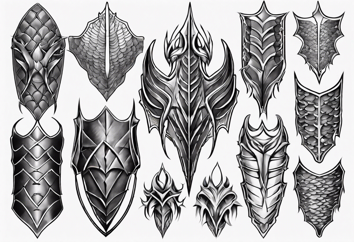 Dragonscale Leg armor symmetrical tattoo idea