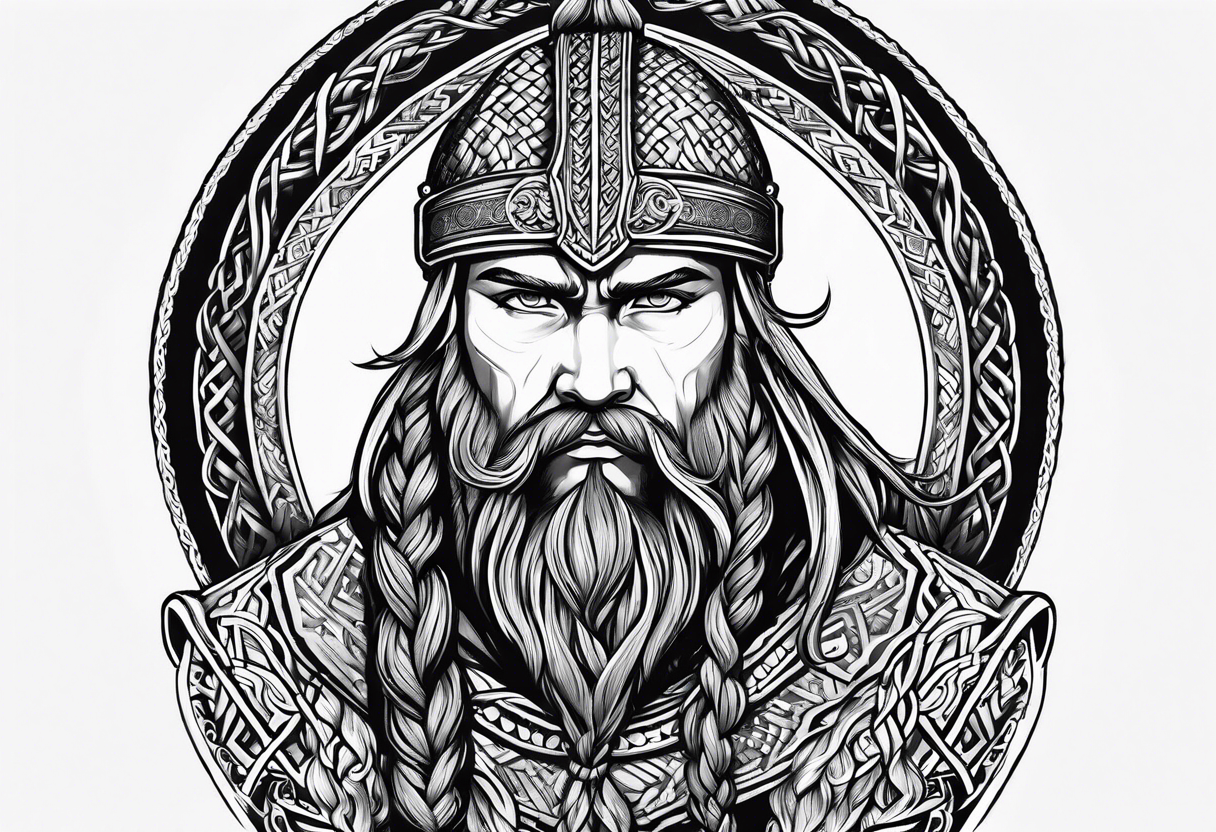 Viking with 6 braids tattoo idea