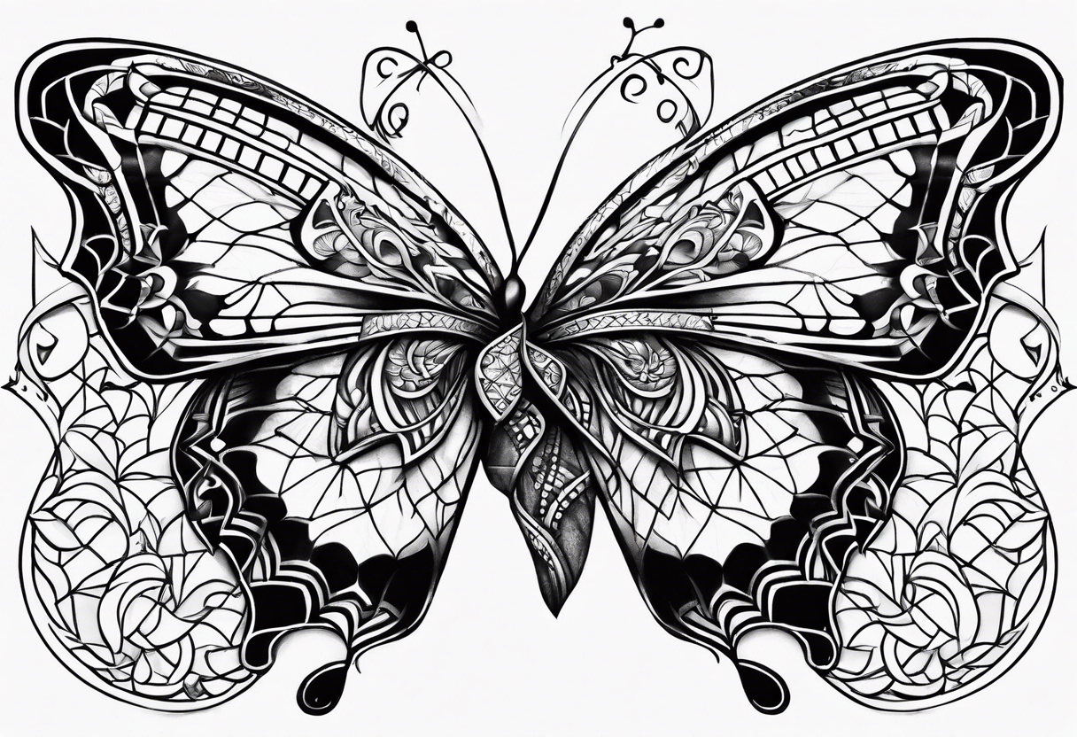 Small butterfly with Indra’s net blanket tattoo idea