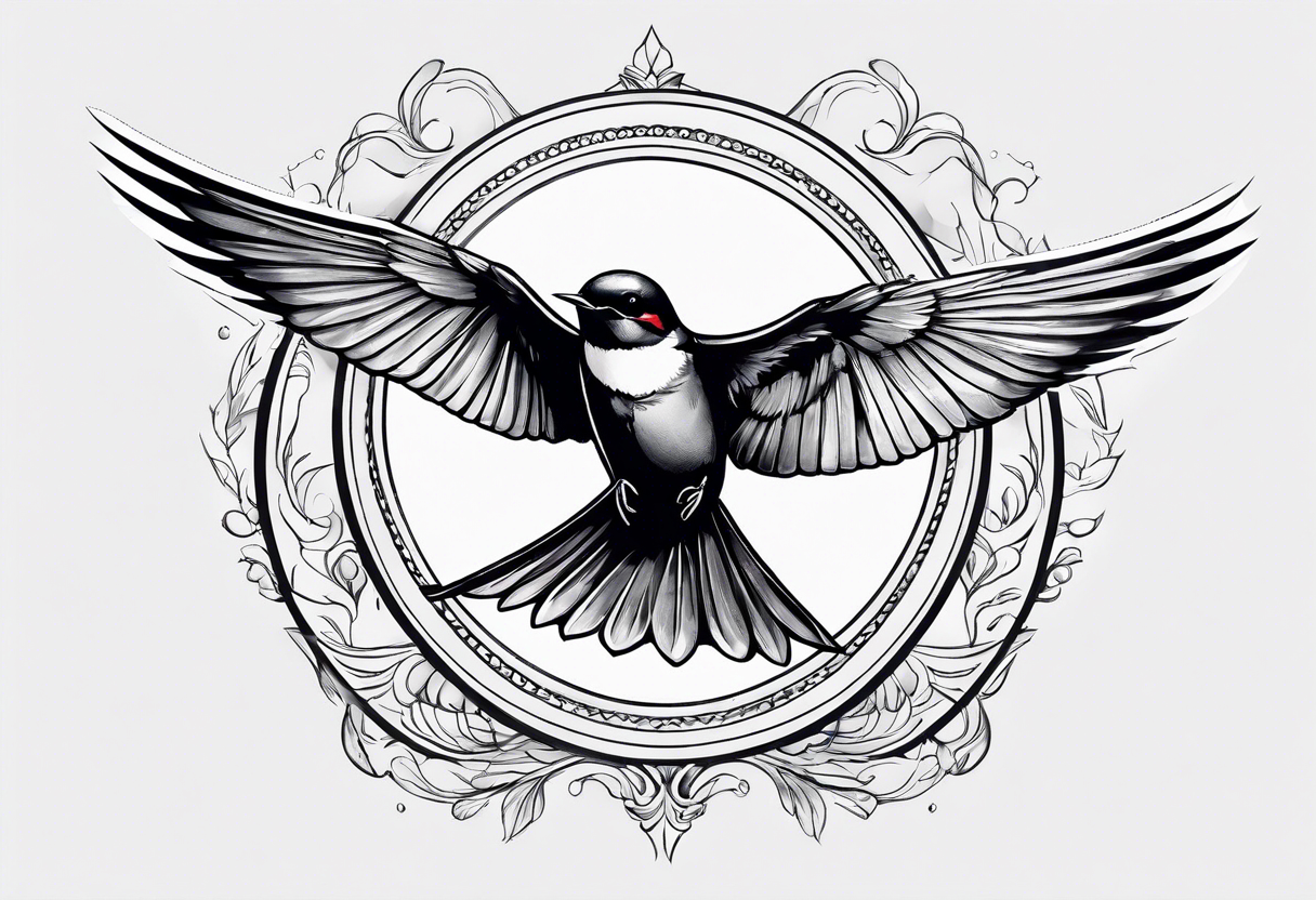 swallow tattoo in the old school style - Stock Illustration [93643407] -  PIXTA