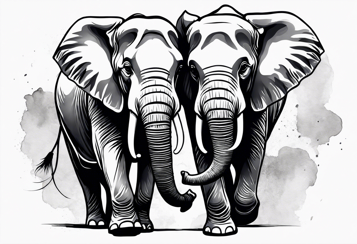 One elephant holding another elephant by a string tattoo idea