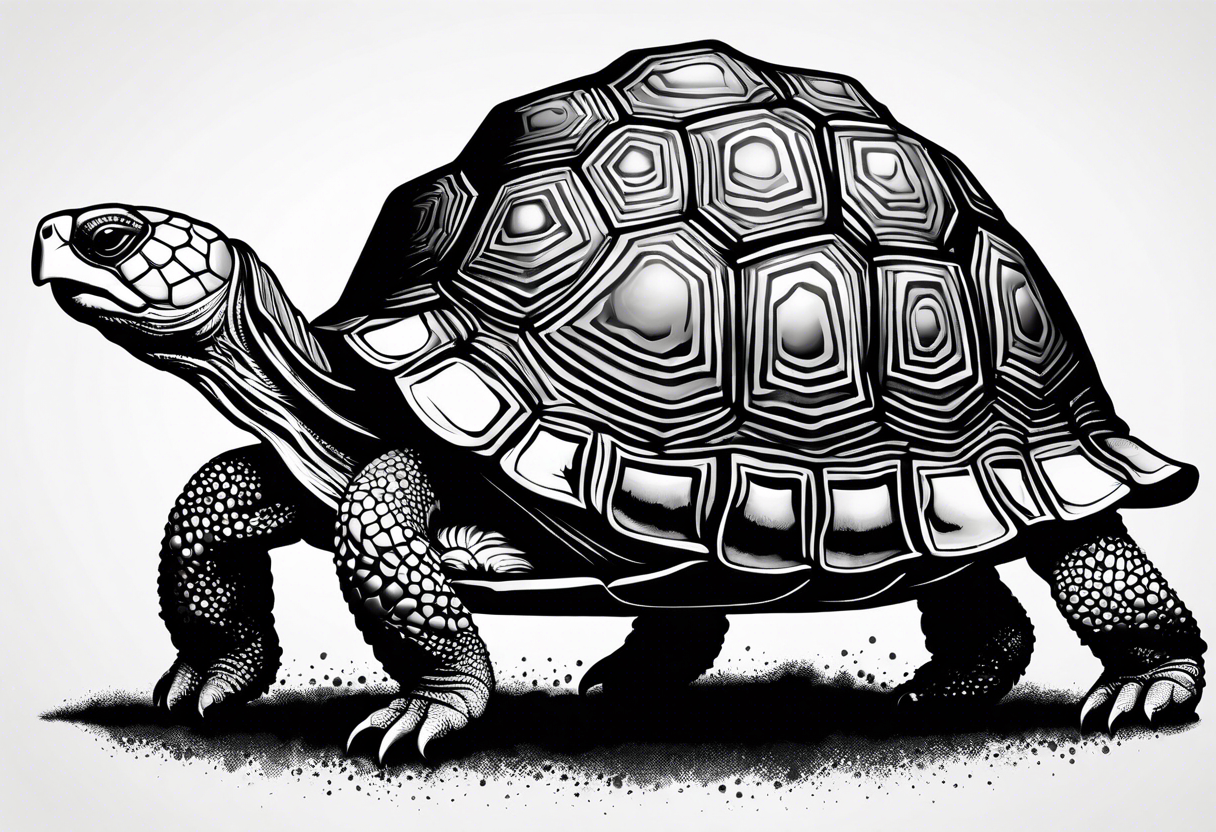 Tortoise. Side profile. Entirely from dots and spots. tattoo idea