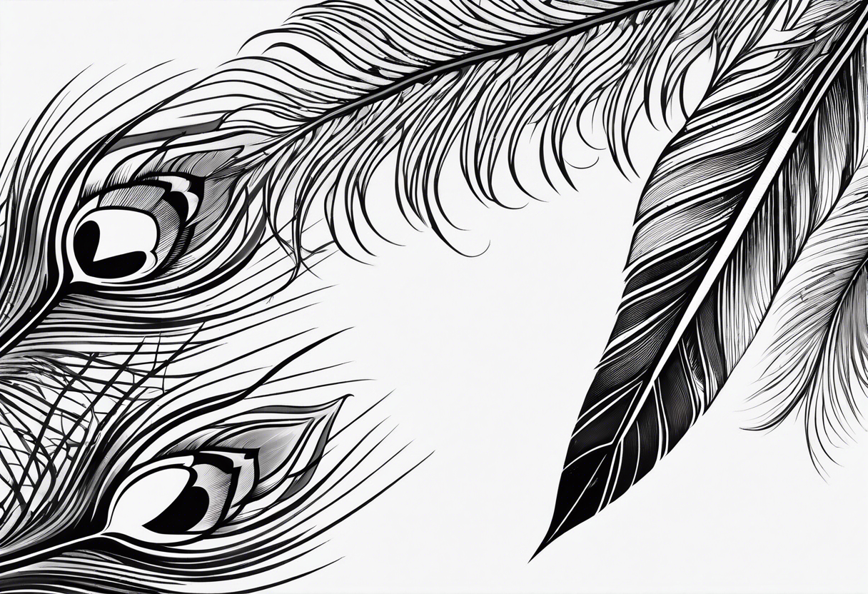 pen arrow peacock feather tattoo idea