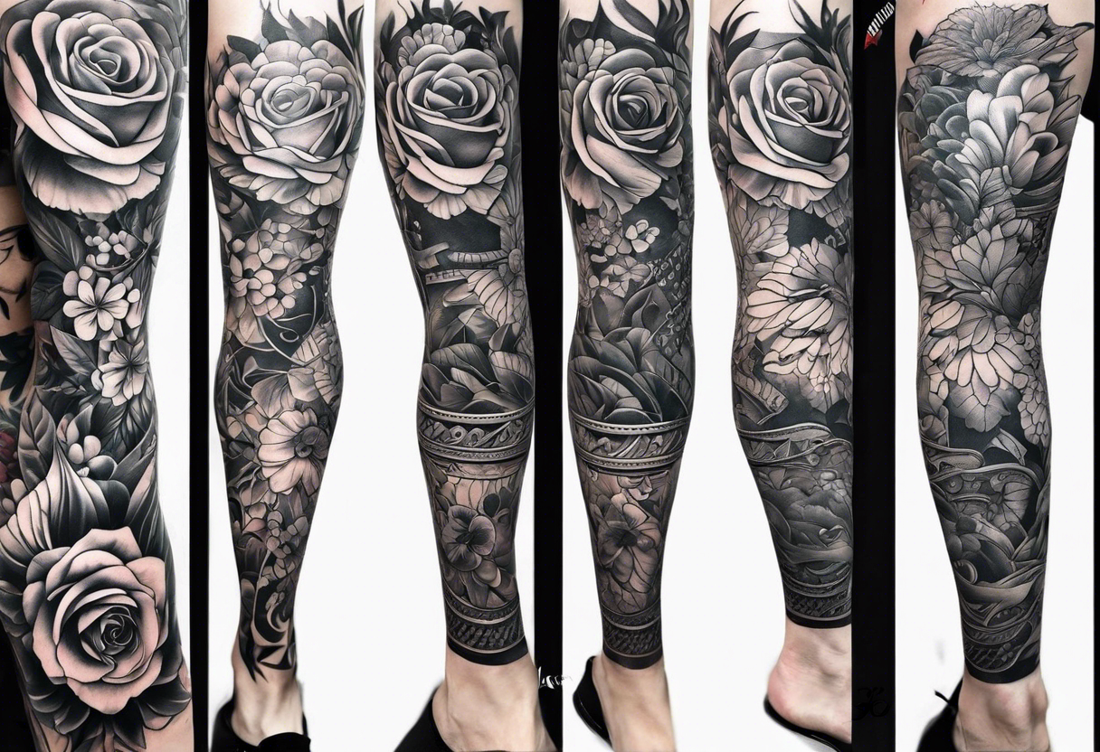 Full leg tattoo from stomach to foot tattoo idea