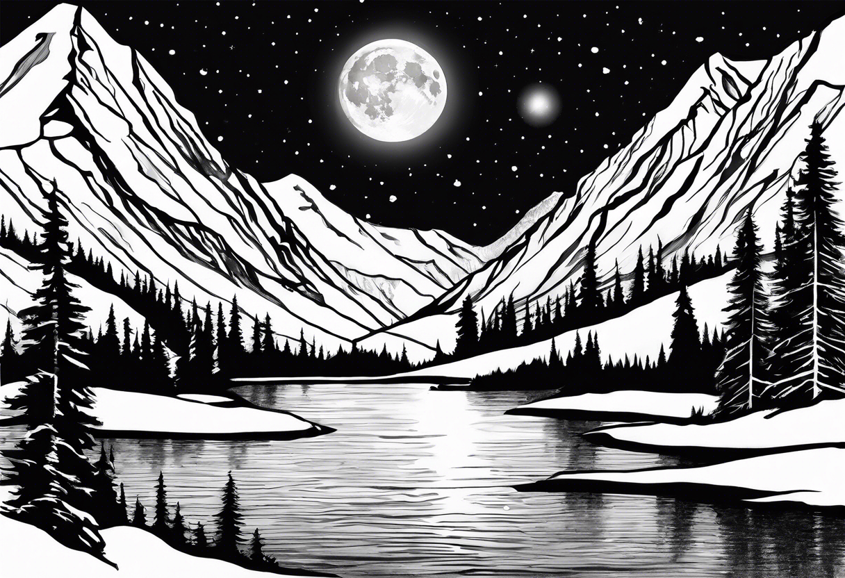 Tenmile, mountain, snow capped, snowboarding, Colorado, day moon, lake tattoo idea