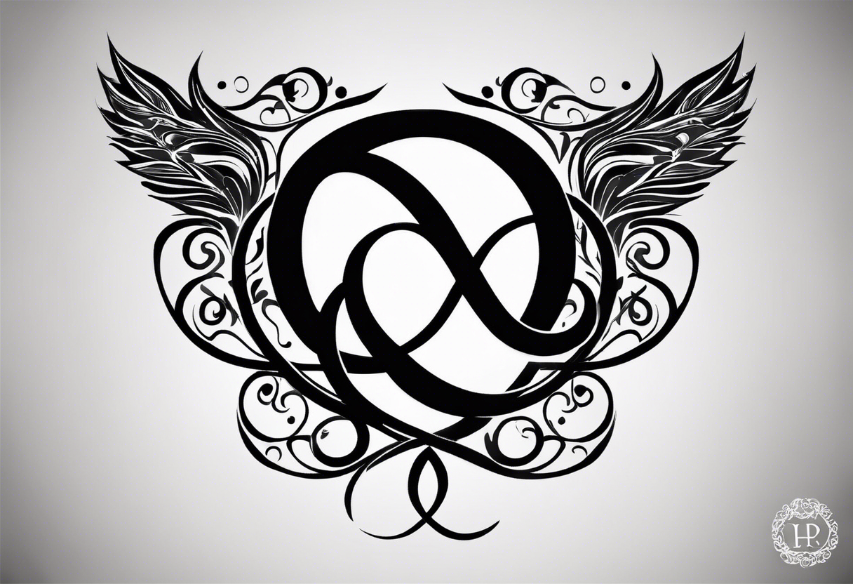 Infinity Symbol with Initials: Incorporate the infinity symbol, with the couple’s initials intertwined within the loop. This design can be exclusively in black or with a touch of red on the initials. tattoo idea