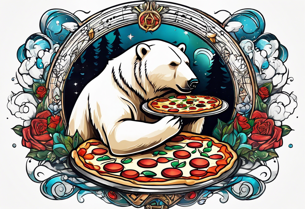 polar bear music pizza tattoo idea