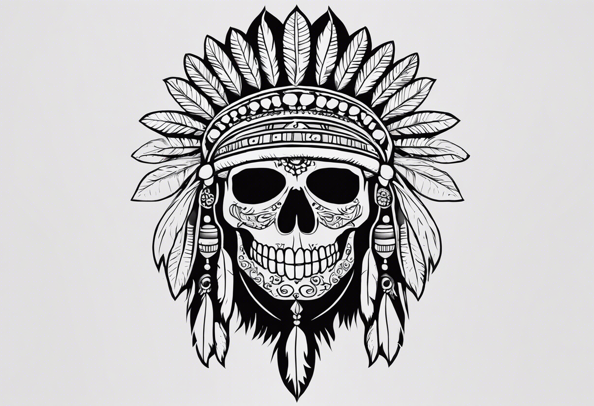 an Indian with a skull instead of a face so that he could be seen whole tattoo idea