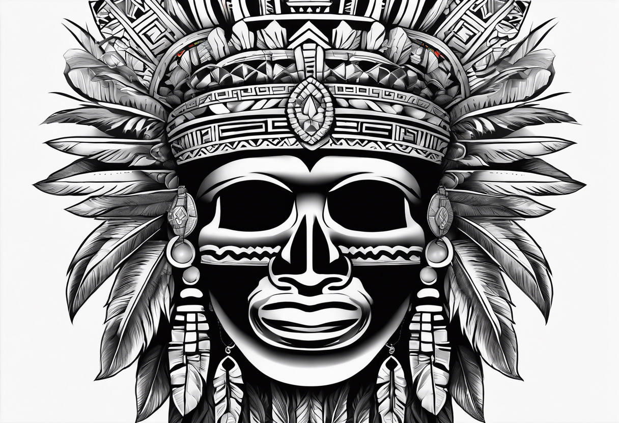 mexican aztec with fur head on head tattoo idea