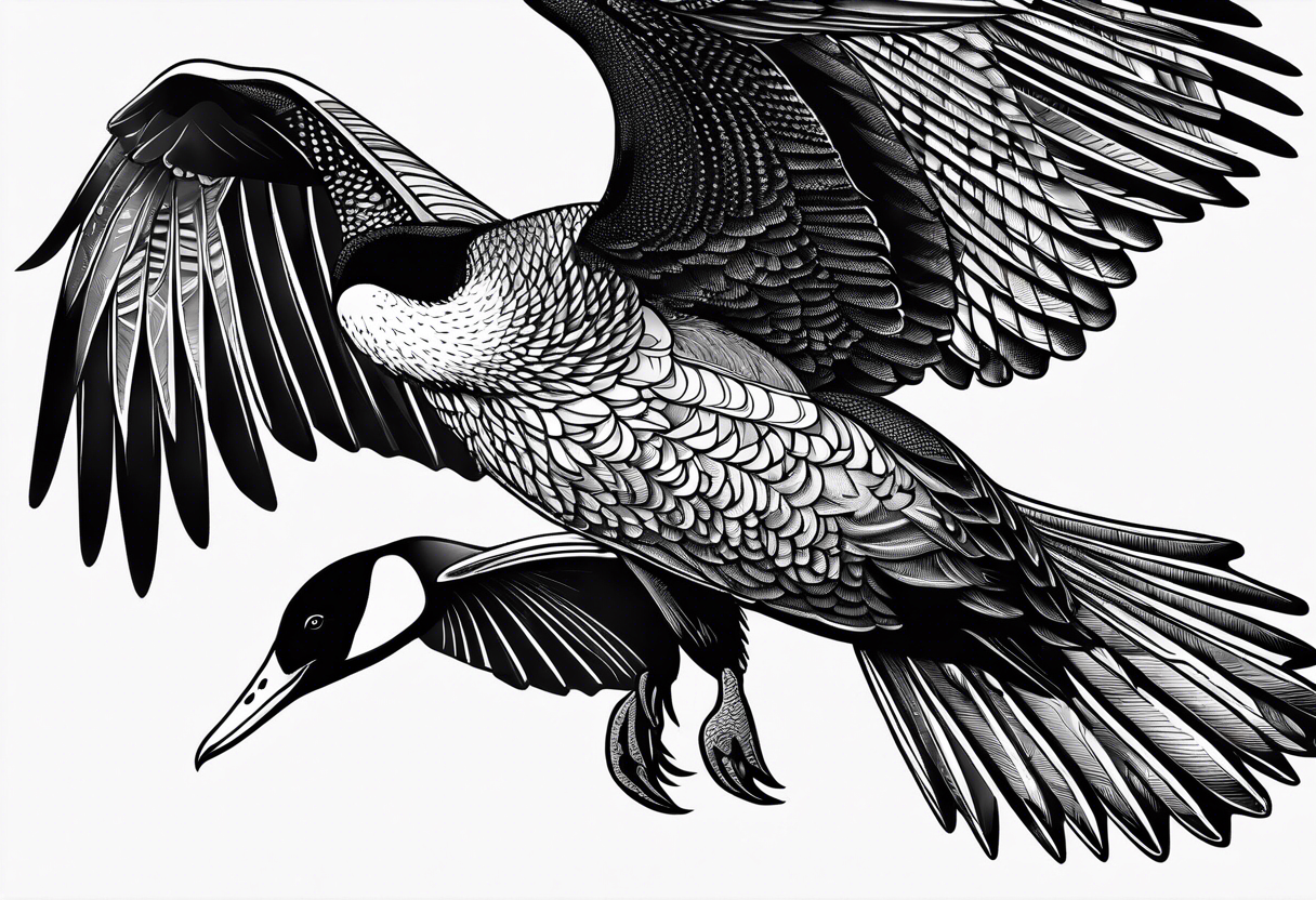 Loon stretching wings tattoo idea