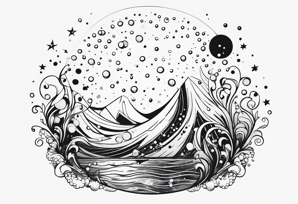 Draw me some magical really simple underwater bubbles and simple stars tattoo idea