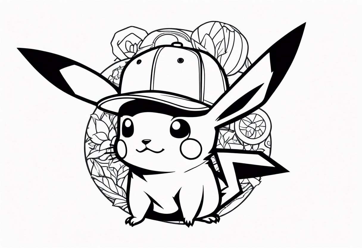 pikachu wearing a snapback tattoo idea