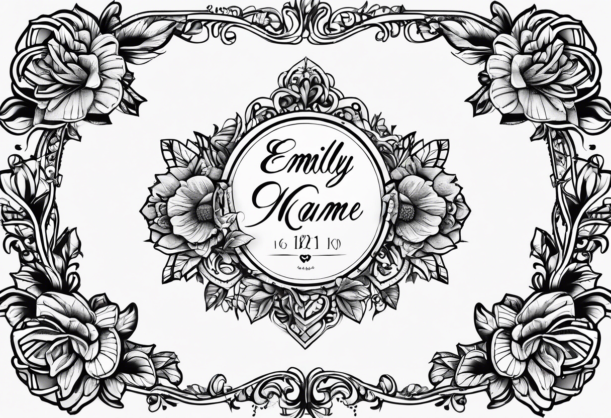 Emily's name written with a heart next to the couple tattoo idea