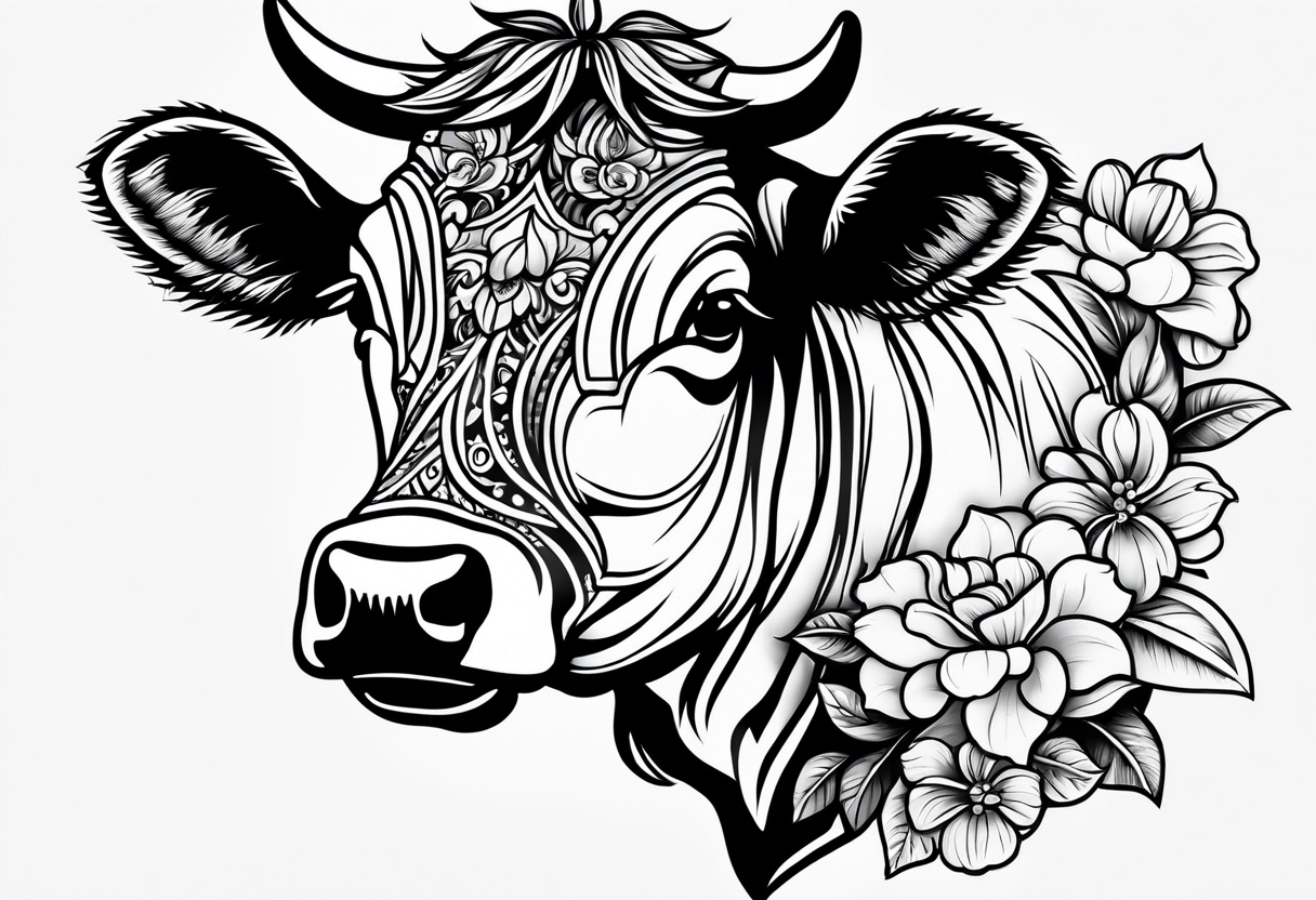 cute cow tattoo idea