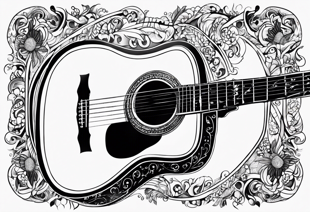 acoustic guitar with the lyrics que me lleven canciones cuando ya me haya muerto tattoo idea