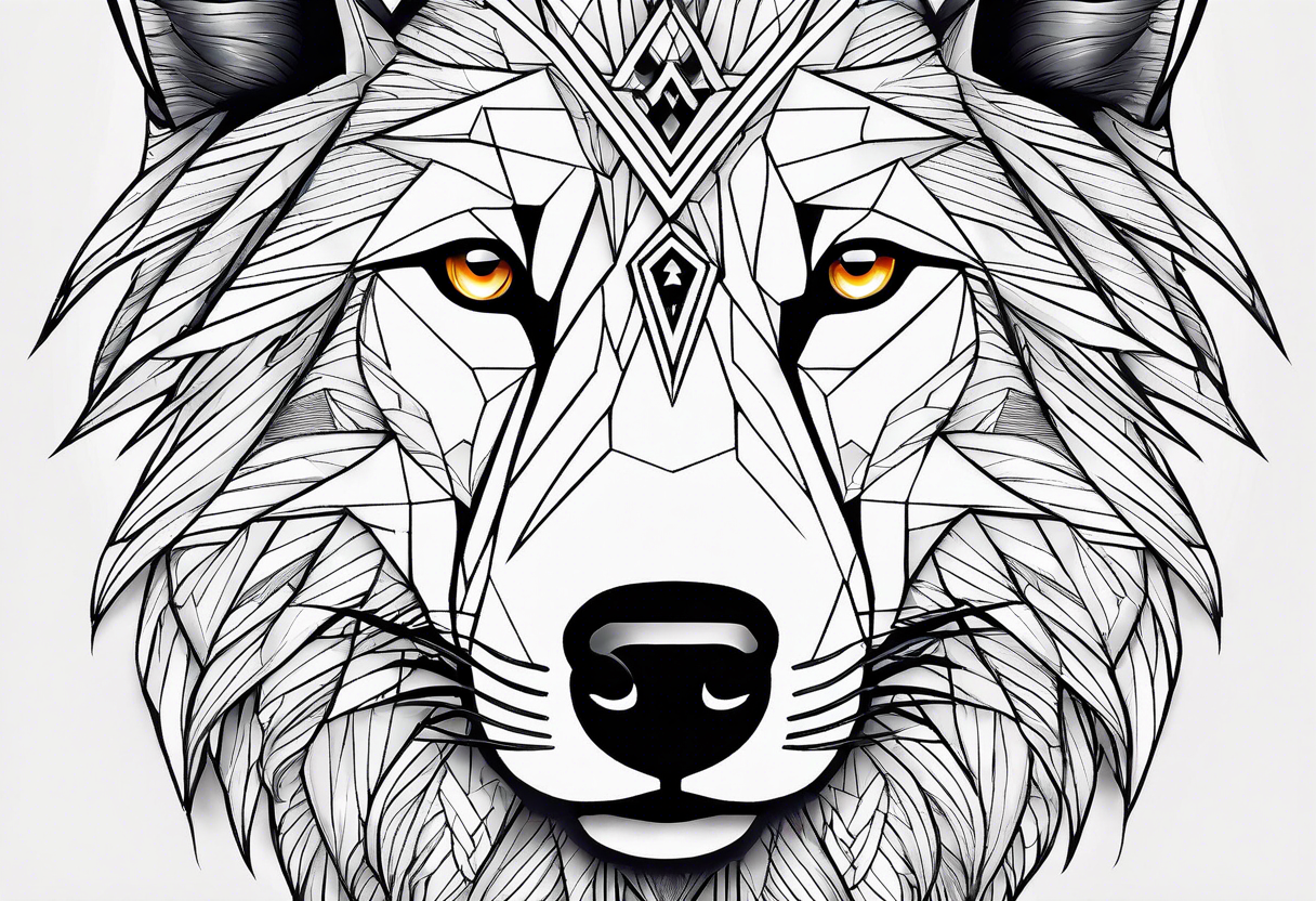 A modern take using sharp geometric shapes to form the outline and details of a wolf's face. This could be a more abstract and artistic approach. tattoo idea