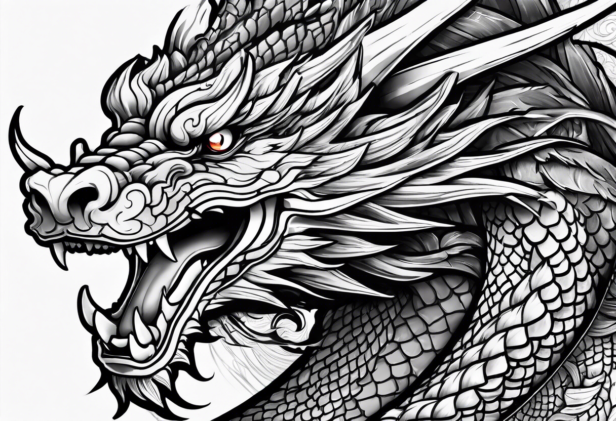 Japanese Dragon head located on arm tattoo idea